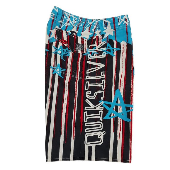 Quiksilver Swimming Shorts Drawstring Pocket High Rise Multicolor Mens Size 30 - Picture 3 of 8